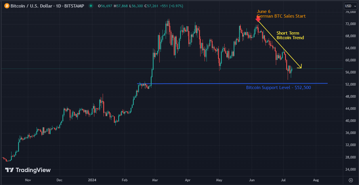 Bitcoin Price Chart - Showing June 2024 downturn